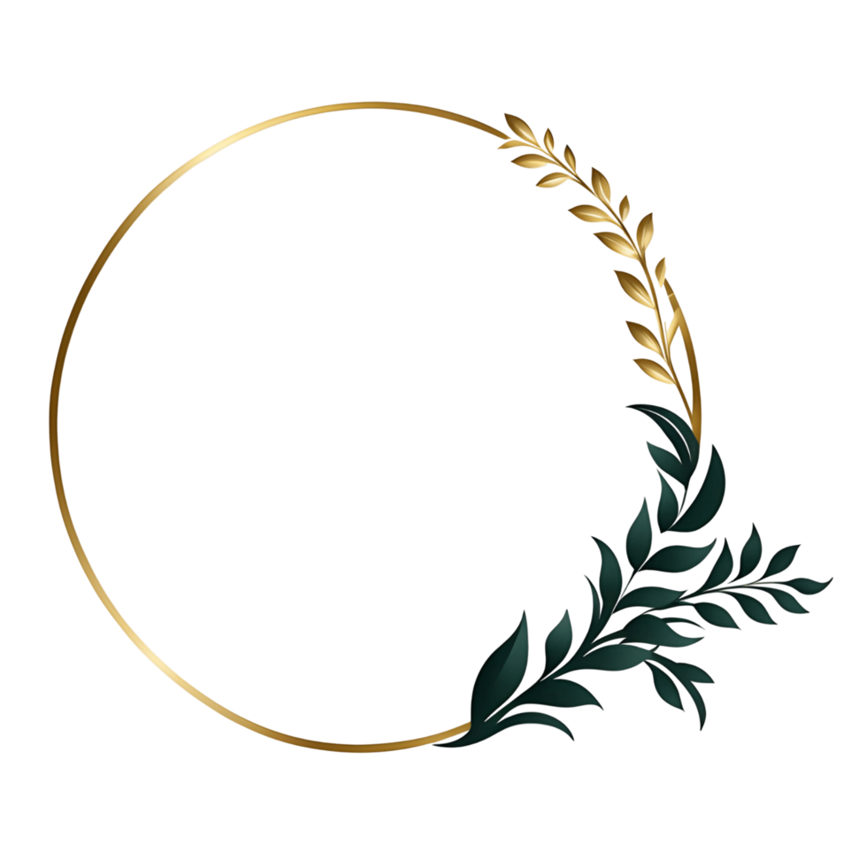 luxury gold leaf simple circle border transparent background png