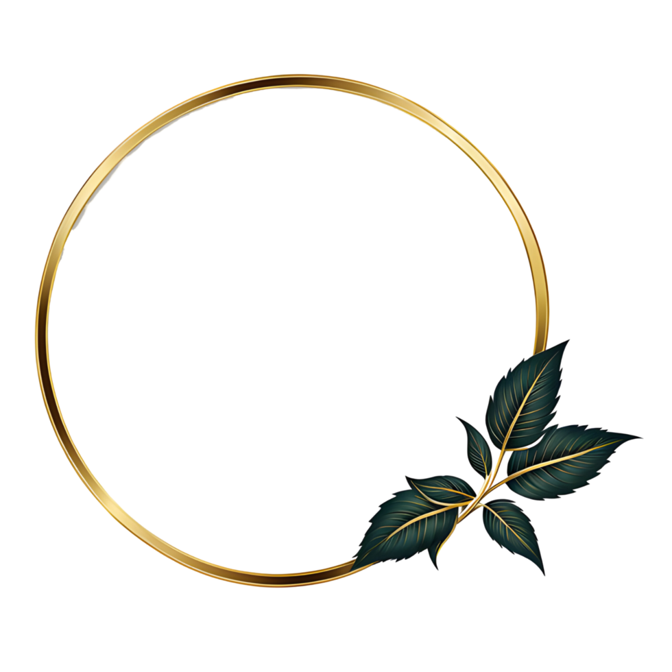 luxury gold leaf simple circle border transparent background png
