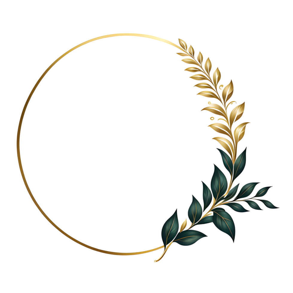 luxury gold leaf simple circle border transparent background png