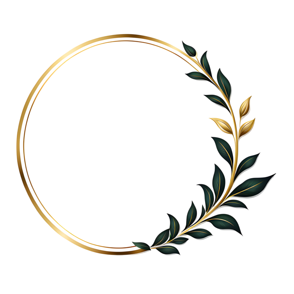 luxury gold leaf simple circle border transparent background png