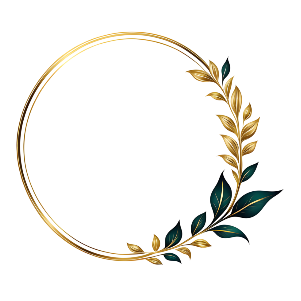luxury gold leaf simple circle border transparent background png