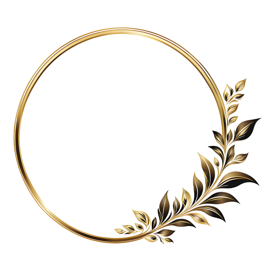 luxury gold leaf simple circle border transparent background png