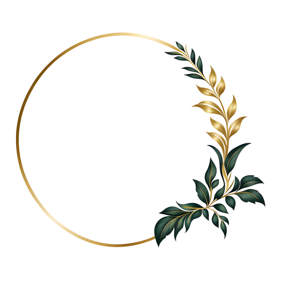 luxury gold leaf simple circle border transparent background png