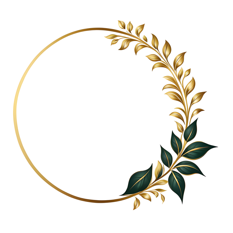 luxury gold leaf simple circle border transparent background png