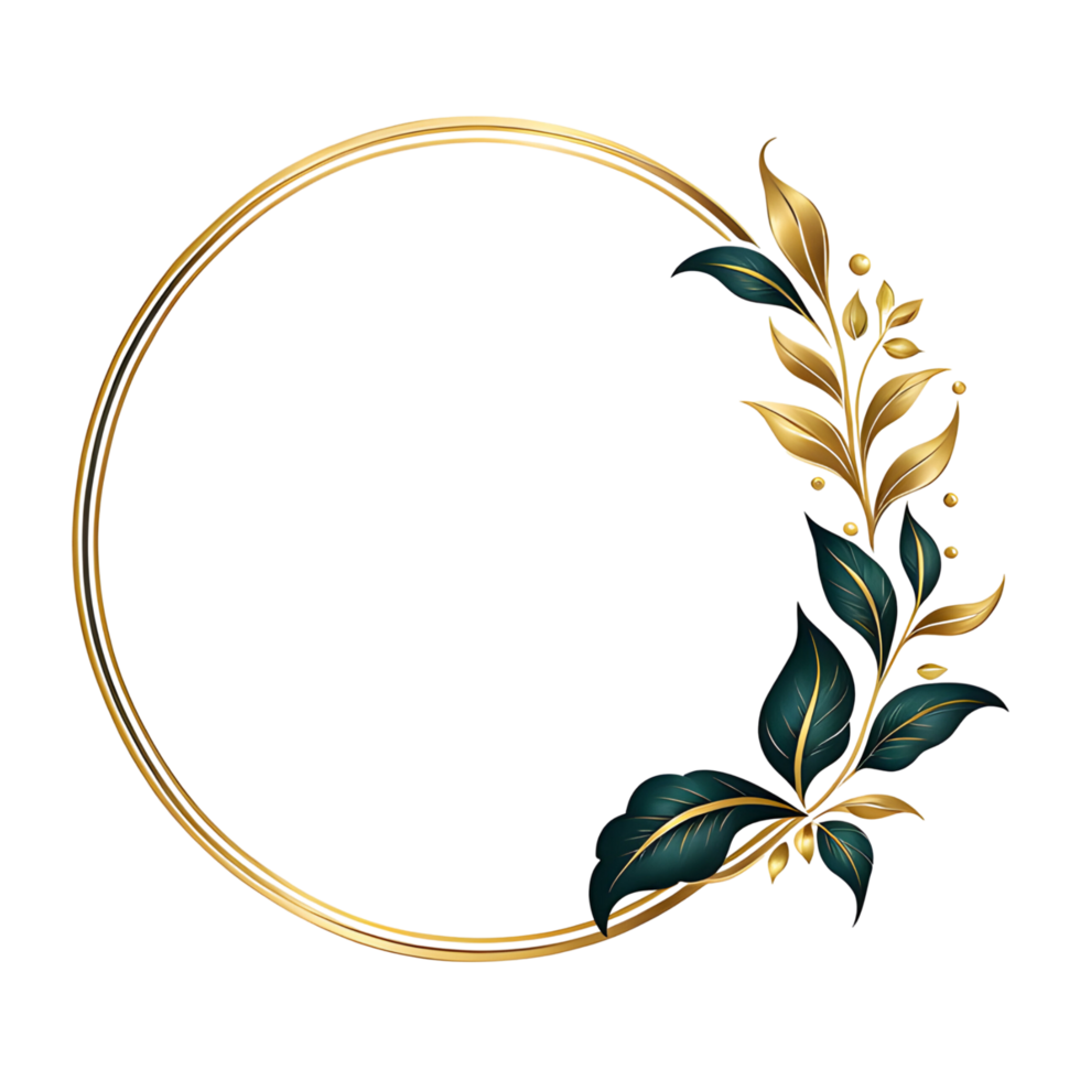 lusso oro foglia semplice cerchio confine trasparente sfondo png