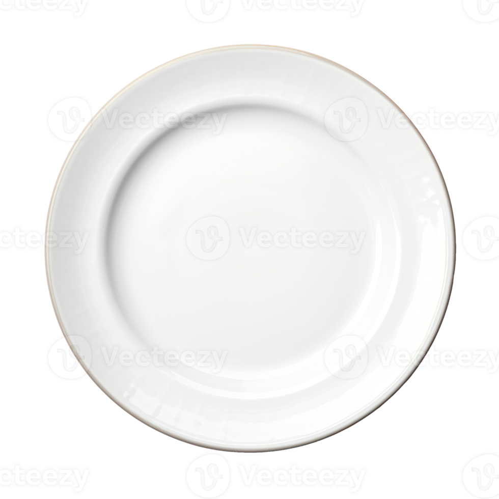 Plain White Porcelain Plate with Smooth Surface. Ceramic Dinner Plate. Isolated on Background png