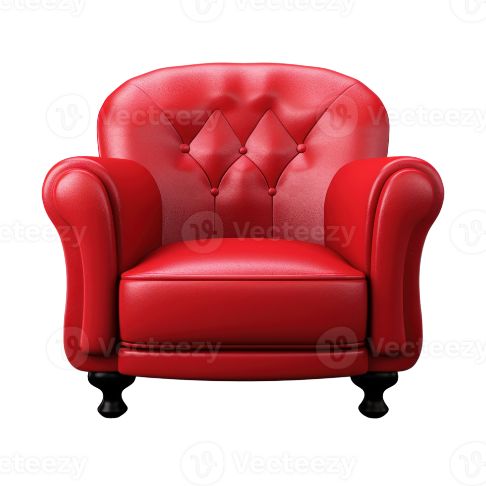 Classic Red Leather Armchair. Vintage Style. Isolated on Background png