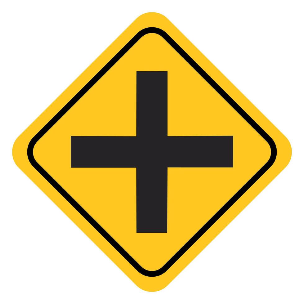 traffic sign, Cautionary crossroads vector
