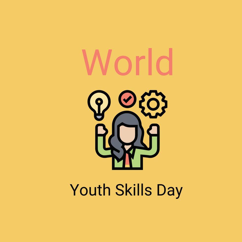 World Youth Skills Day. 15 July. Holiday concept. Template for background with banner, poster, card. flat illustration. flat design. vector