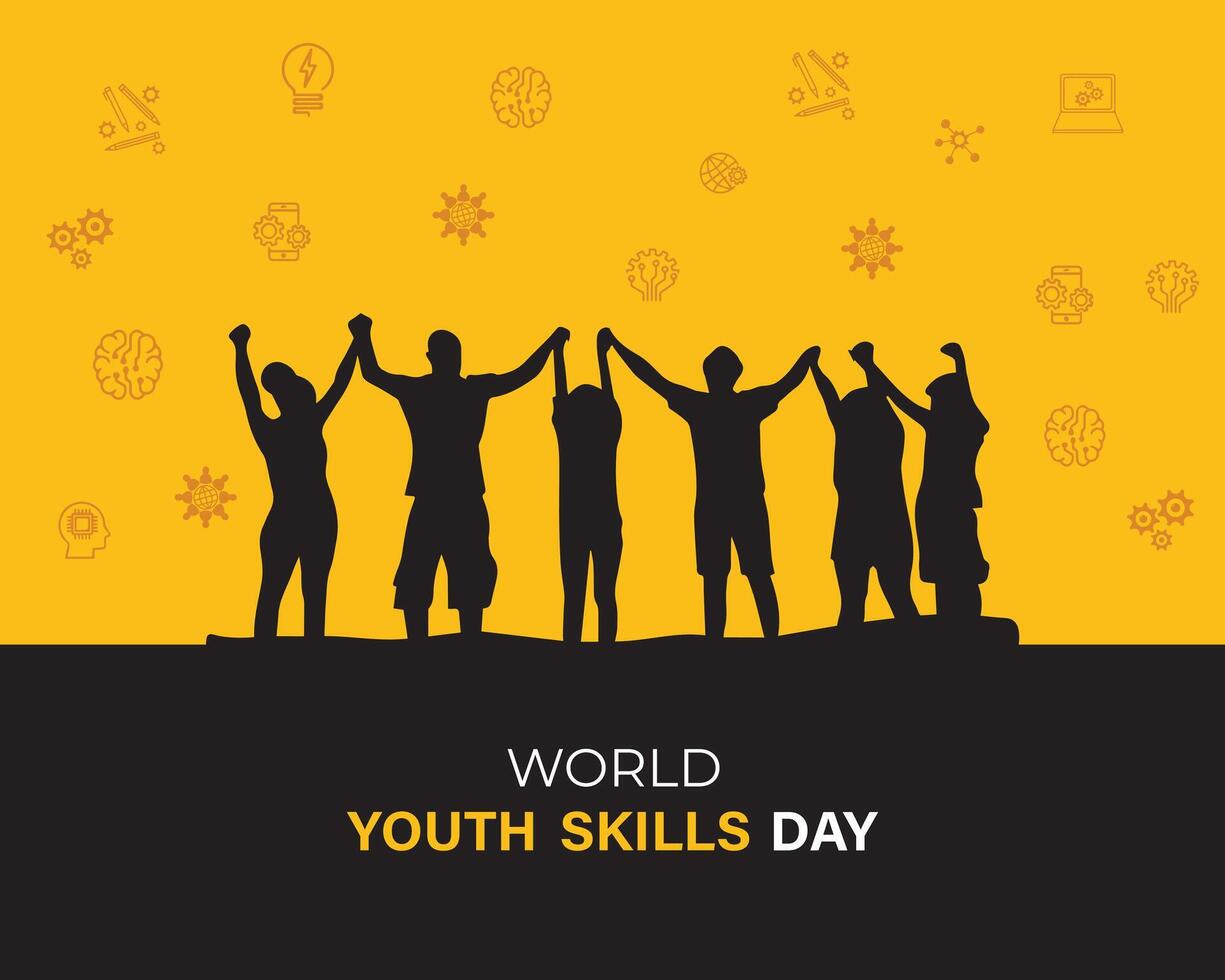 World Youth Skills Day. 15 July. Holiday concept. Template for background with banner, poster, card. flat illustration. flat design. vector