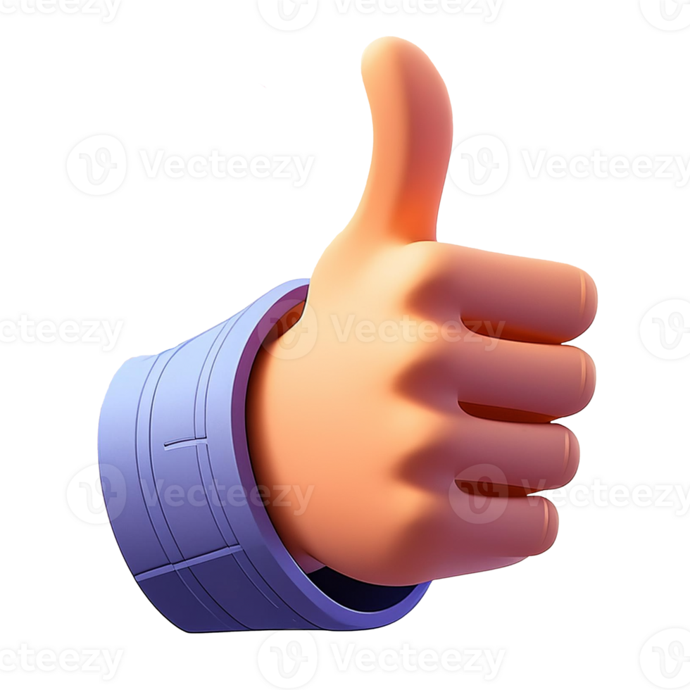 een tekenfilm hand- met een duimen omhoog gebaar png