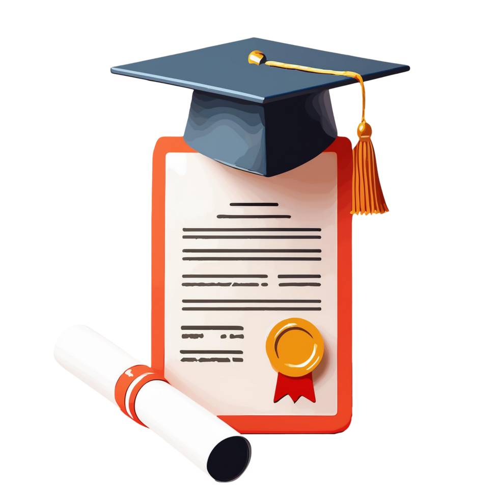 graduation diploma and diploma cap on a white background png
