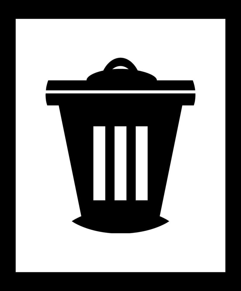 a black trash can icon isolated on white vector