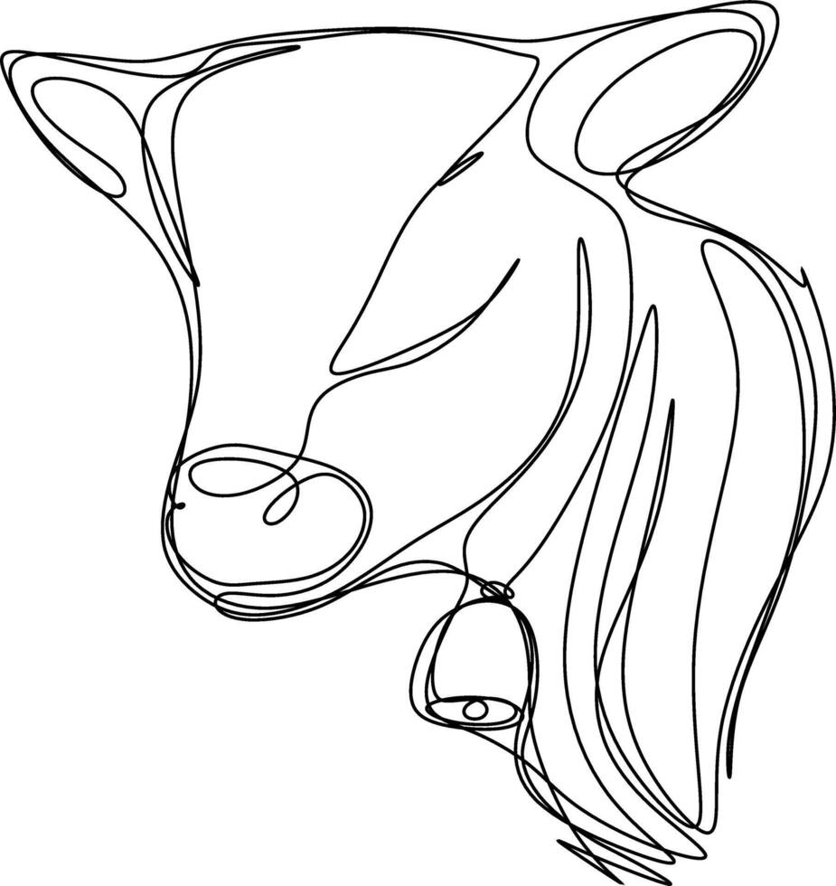 One line art. one continuous line art of a cow vector