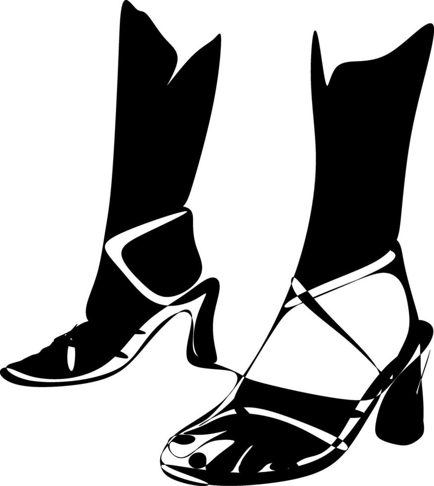 a black and white silhouette of a pair of safety shoes for engineering or outdoor work. vector