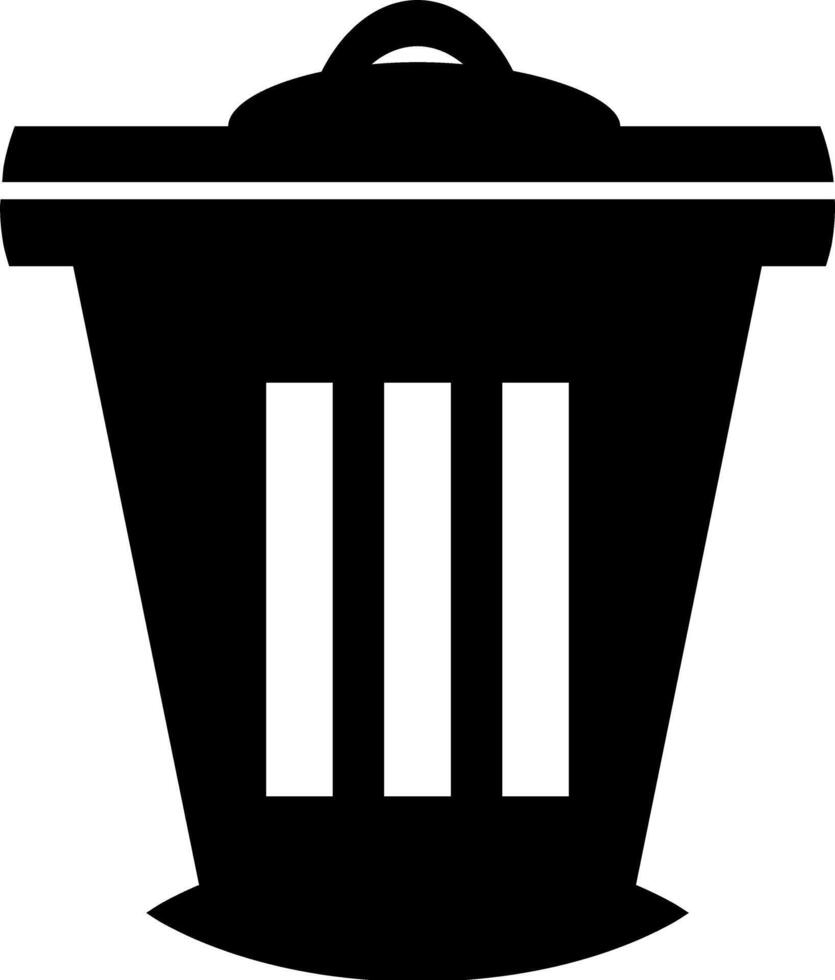 a black trash can icon isolated on white vector