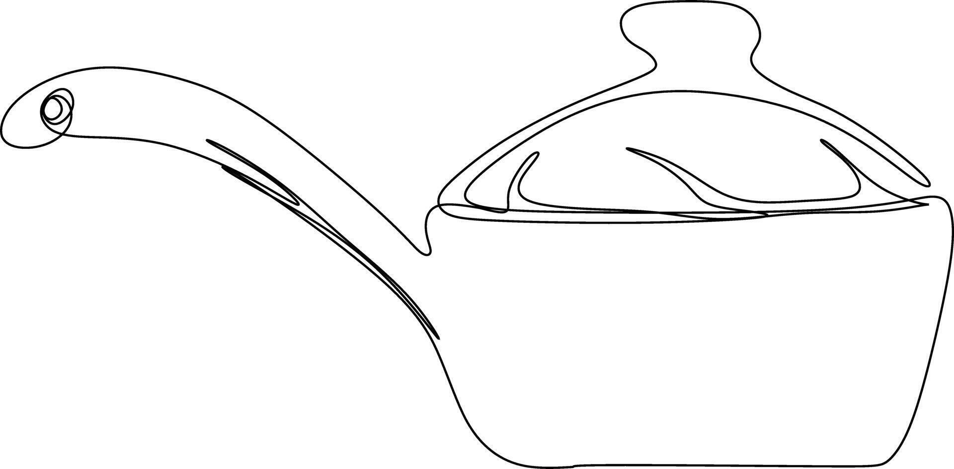 One line art. one continuous line art of a pan for cooking vector