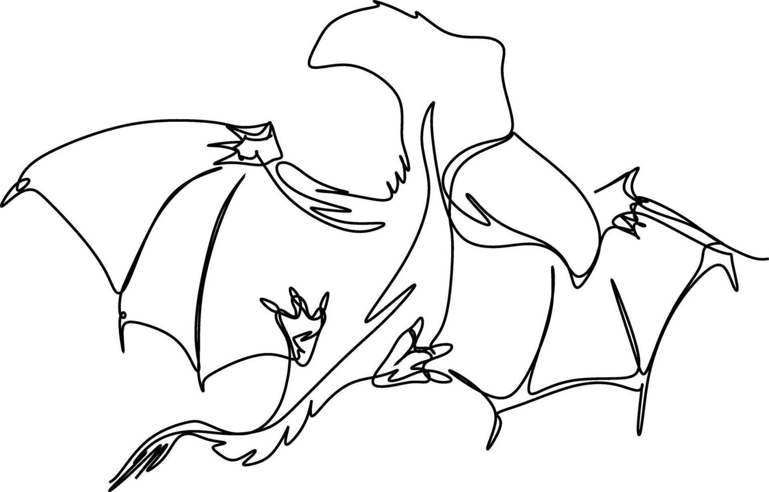 One line art. one continuous line art of a Pterosaur. Flying dinosaurs vector