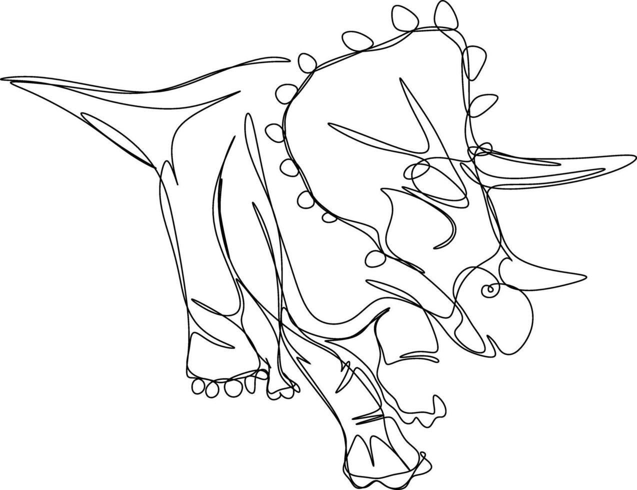 one line art. one continuous line art of a triceratops vector
