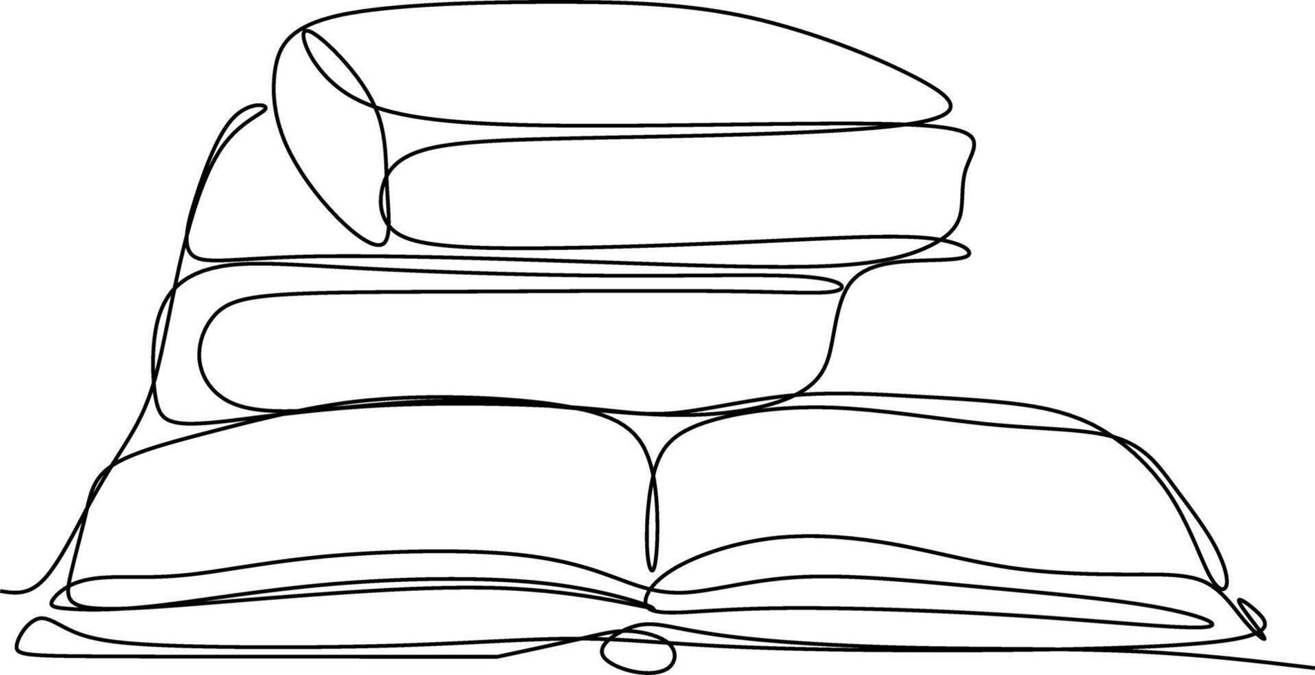 One line art. one continuous line art. Sketch of book vector