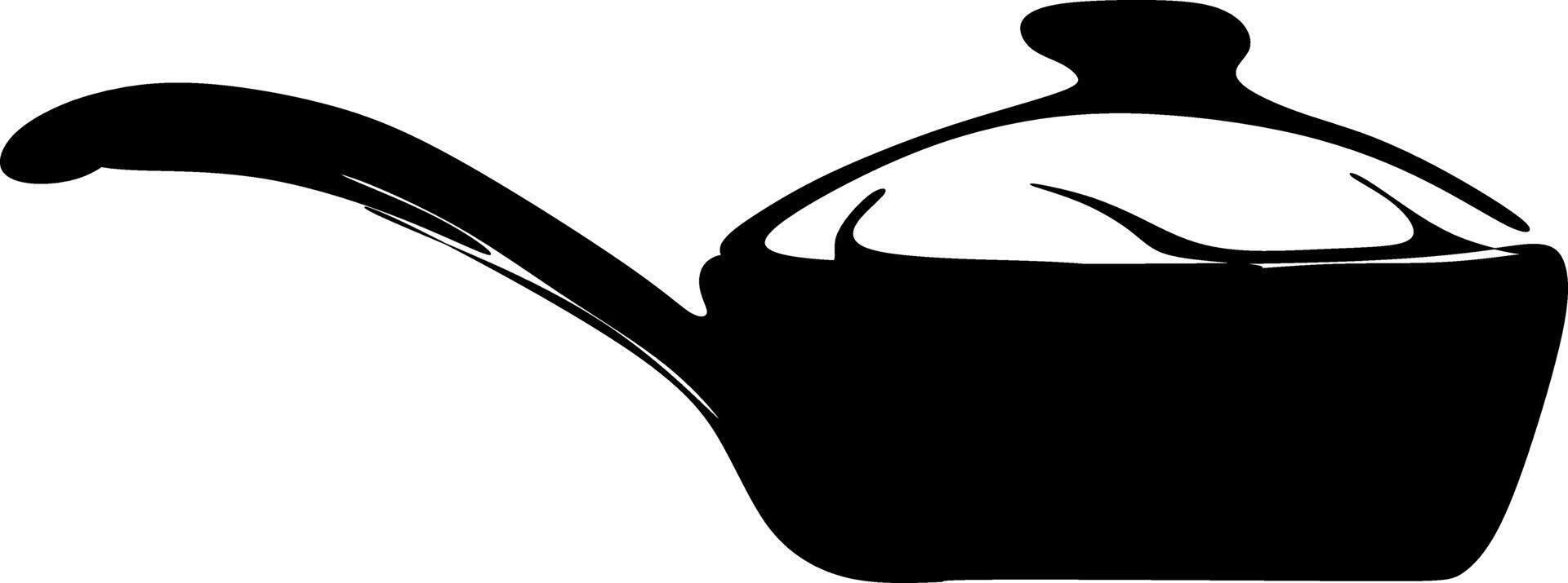 The illustrations and clipart. A black-and-white silhouette of a pan for cooking vector