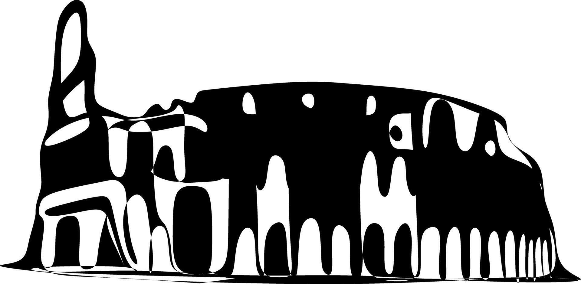 A black and white silhouette of The Colosseum vector