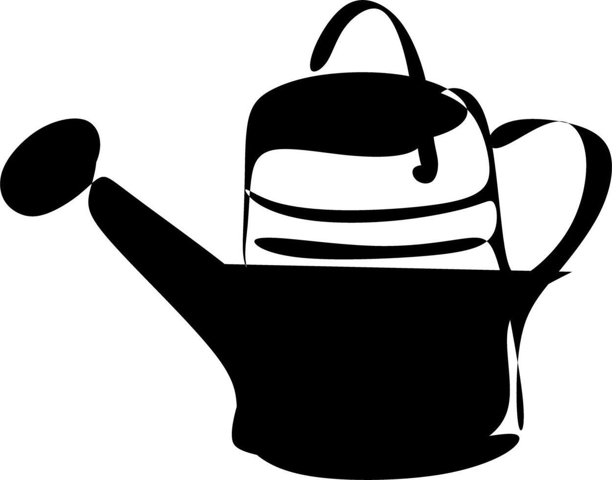 a black-and-white silhouette of a watering can for gardening vector