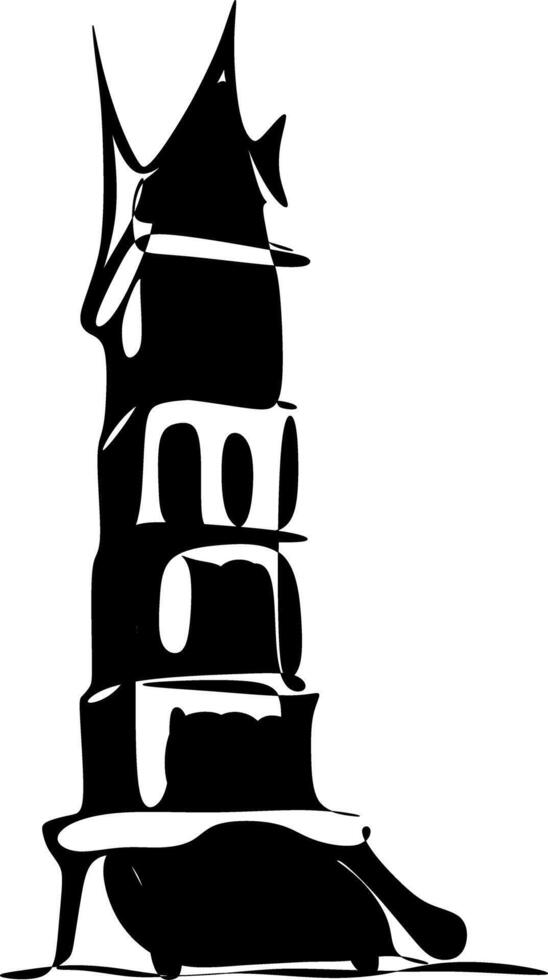 A black and white silhouette of a Jam Gadang, Bukit Tinggi, Indonesia vector