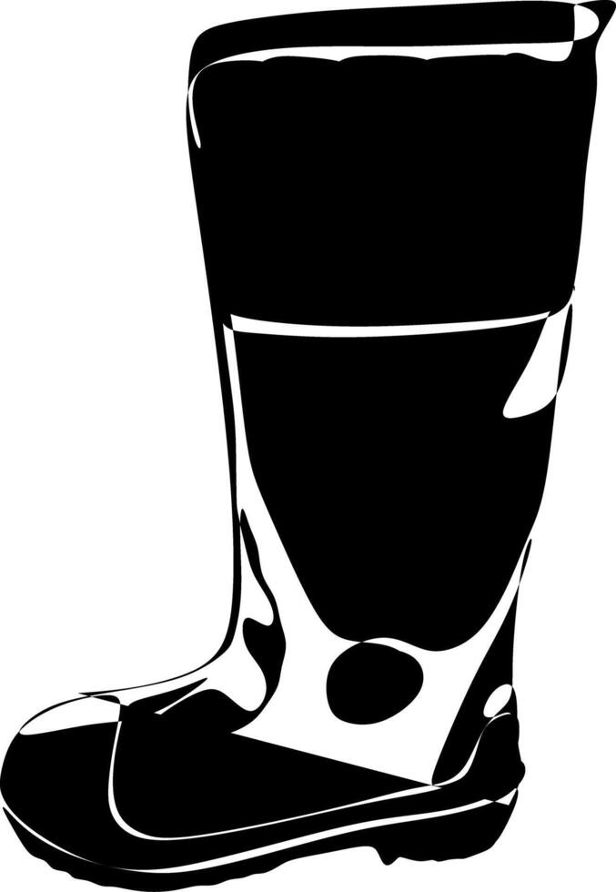 a black and white silhouette of a pair of safety shoes for engineering or outdoor work. vector