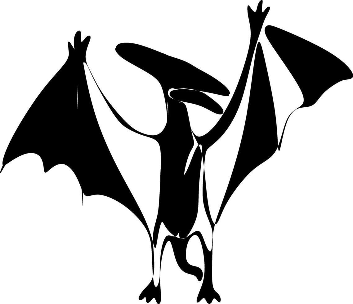 The illustrations and clipart. A black-and-white silhouette of a Pterodactyl vector