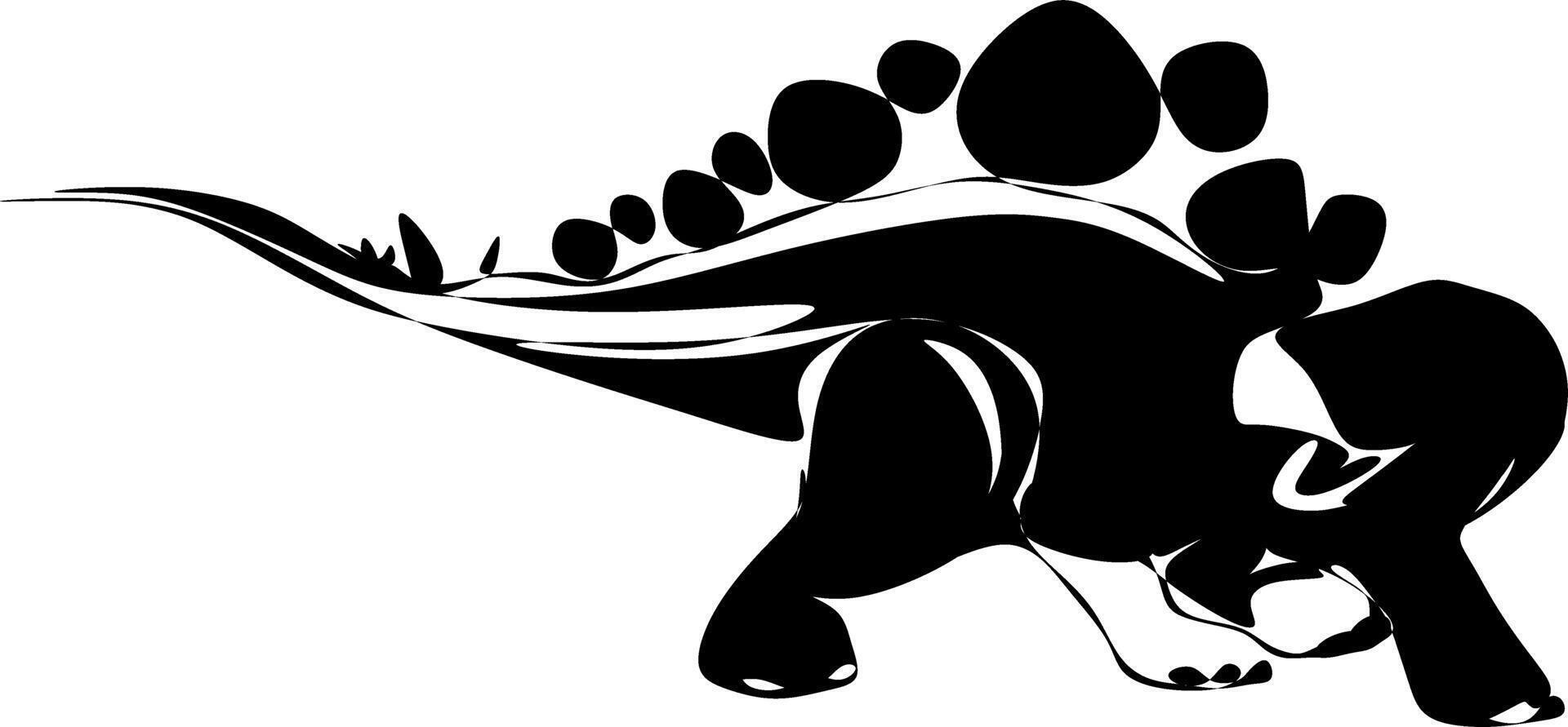 A black-and-white silhouette of a dinosurs vector
