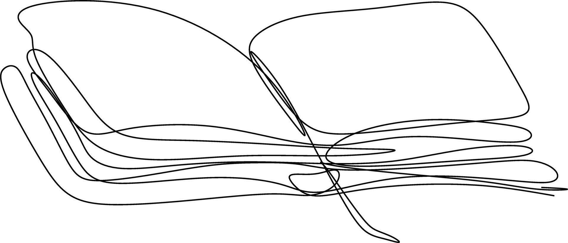 One line art. one continuous line art. Sketch of book vector