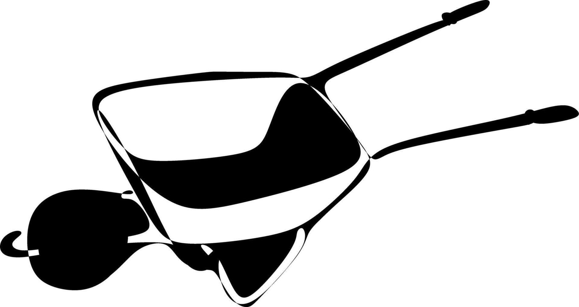a black and white silhouette of a wheelbarrow vector