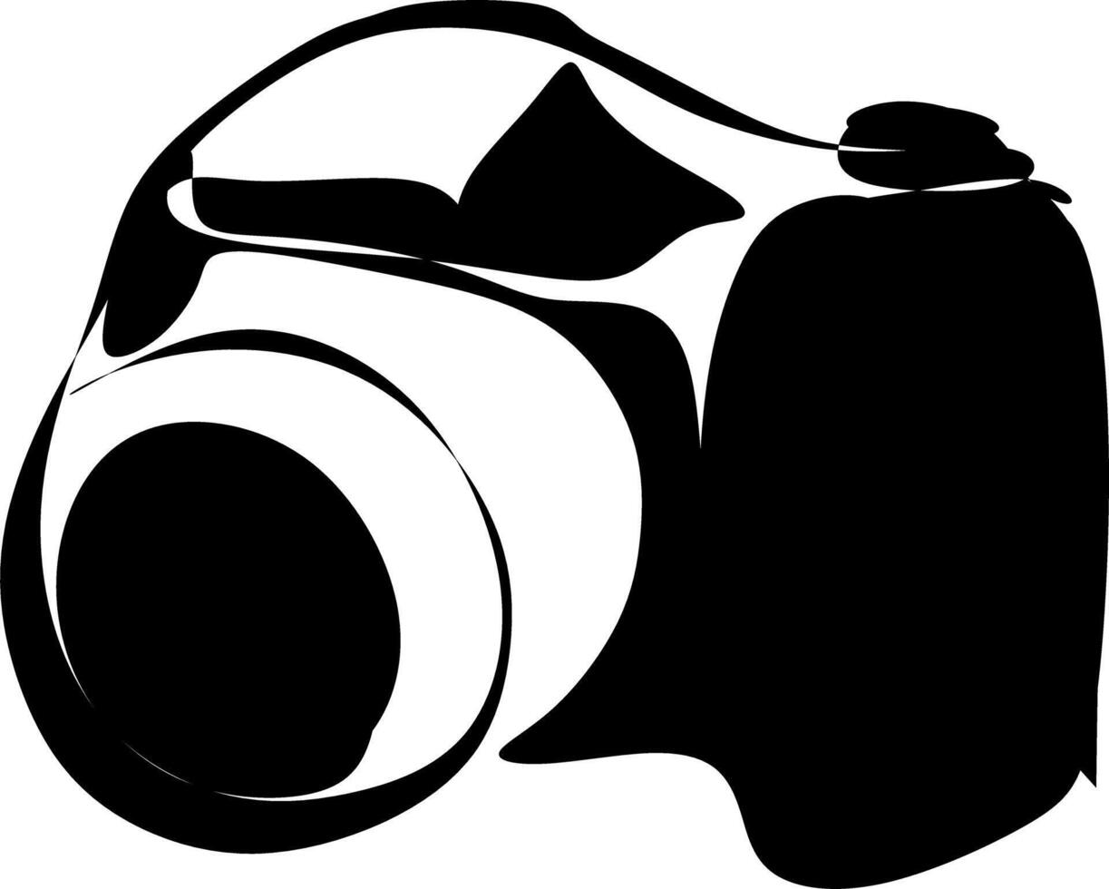 Black and white cartoon illustration. Silhouette of a camera vector