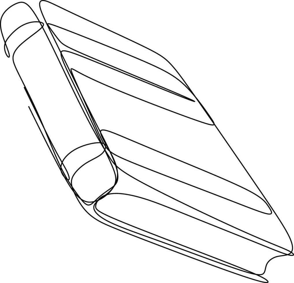 One line art. one continuous line art. Sketch of book vector