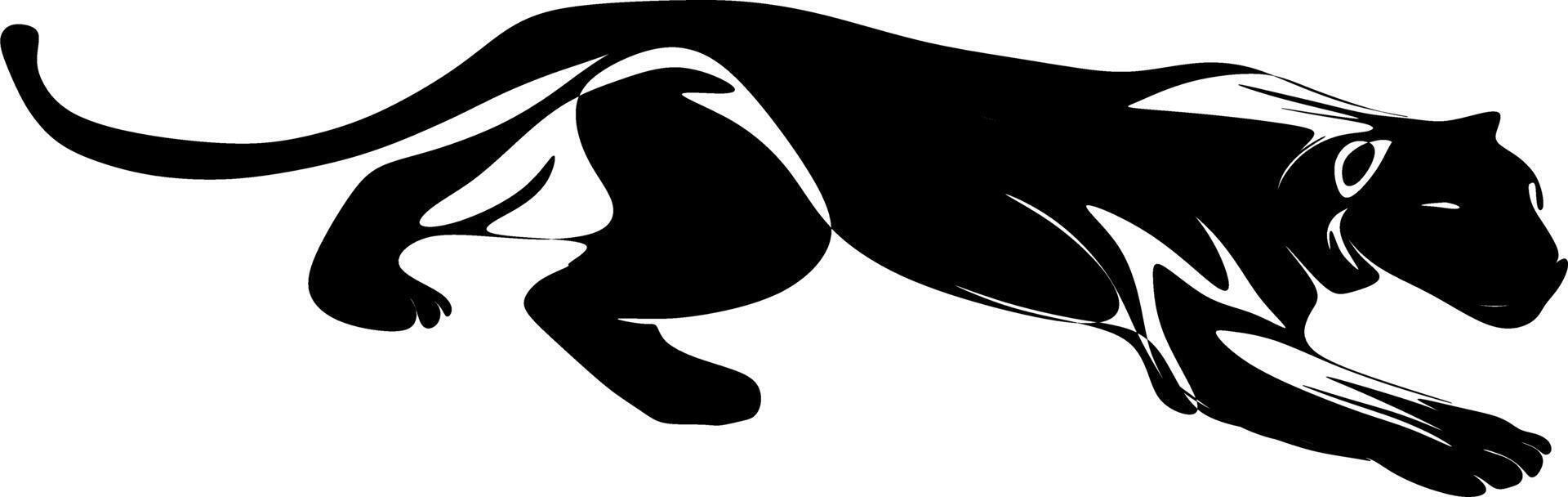 The illustrations and clipart. A black-and-white silhouette of a black leopard vector