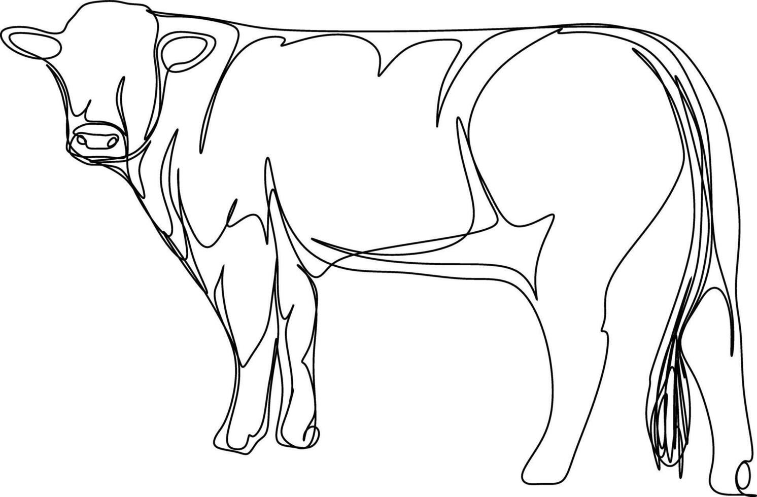 One line art. one continuous line art of a cow vector