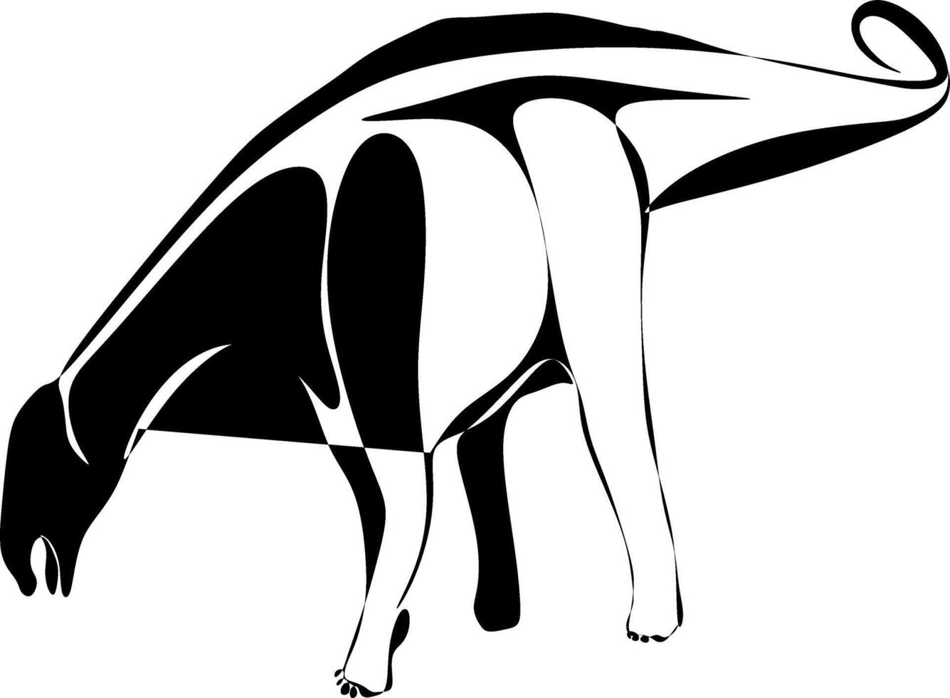 The illustrations and clipart. A black-and-white silhouette of a Nigersaurus vector