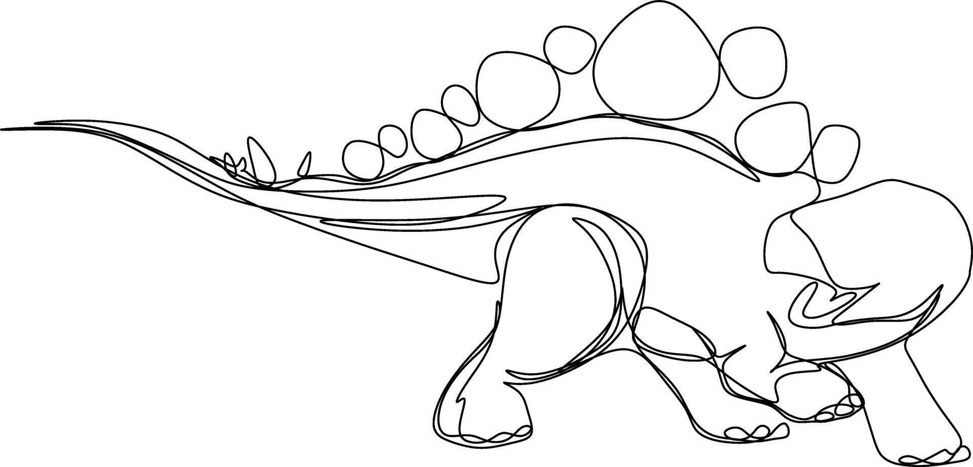 one line art. one continuous line art of a dinosaur vector