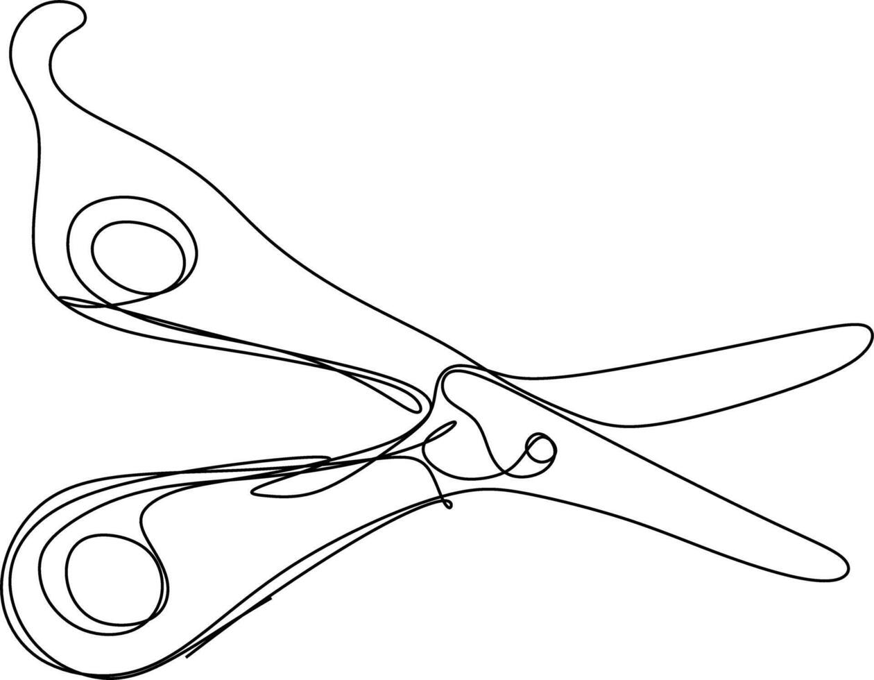 one line art. one continuous line art of a scissors vector