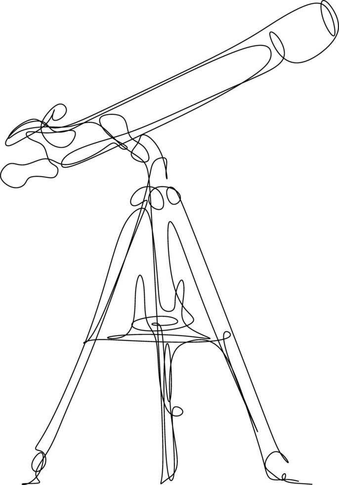 one line art. one continuous line art of a telescope vector