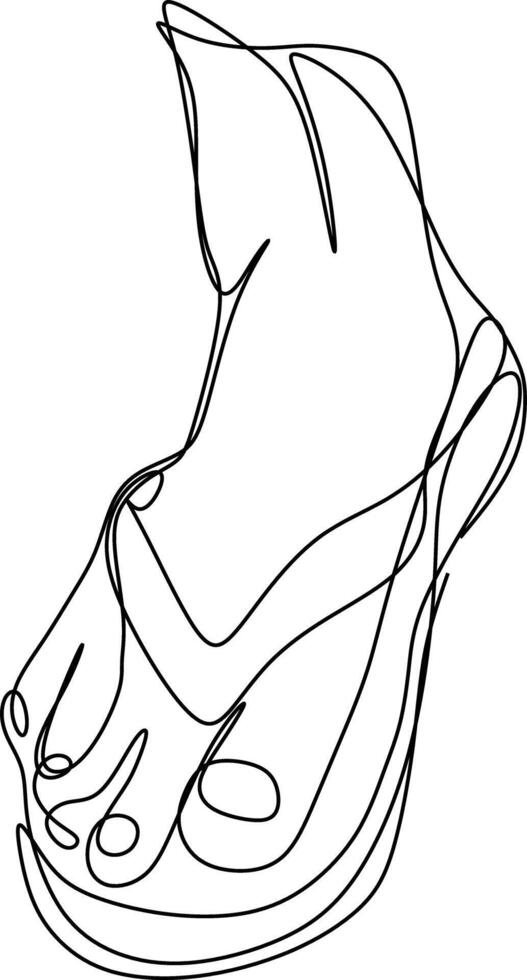 one line art. one continuous line art of slippers for style vector