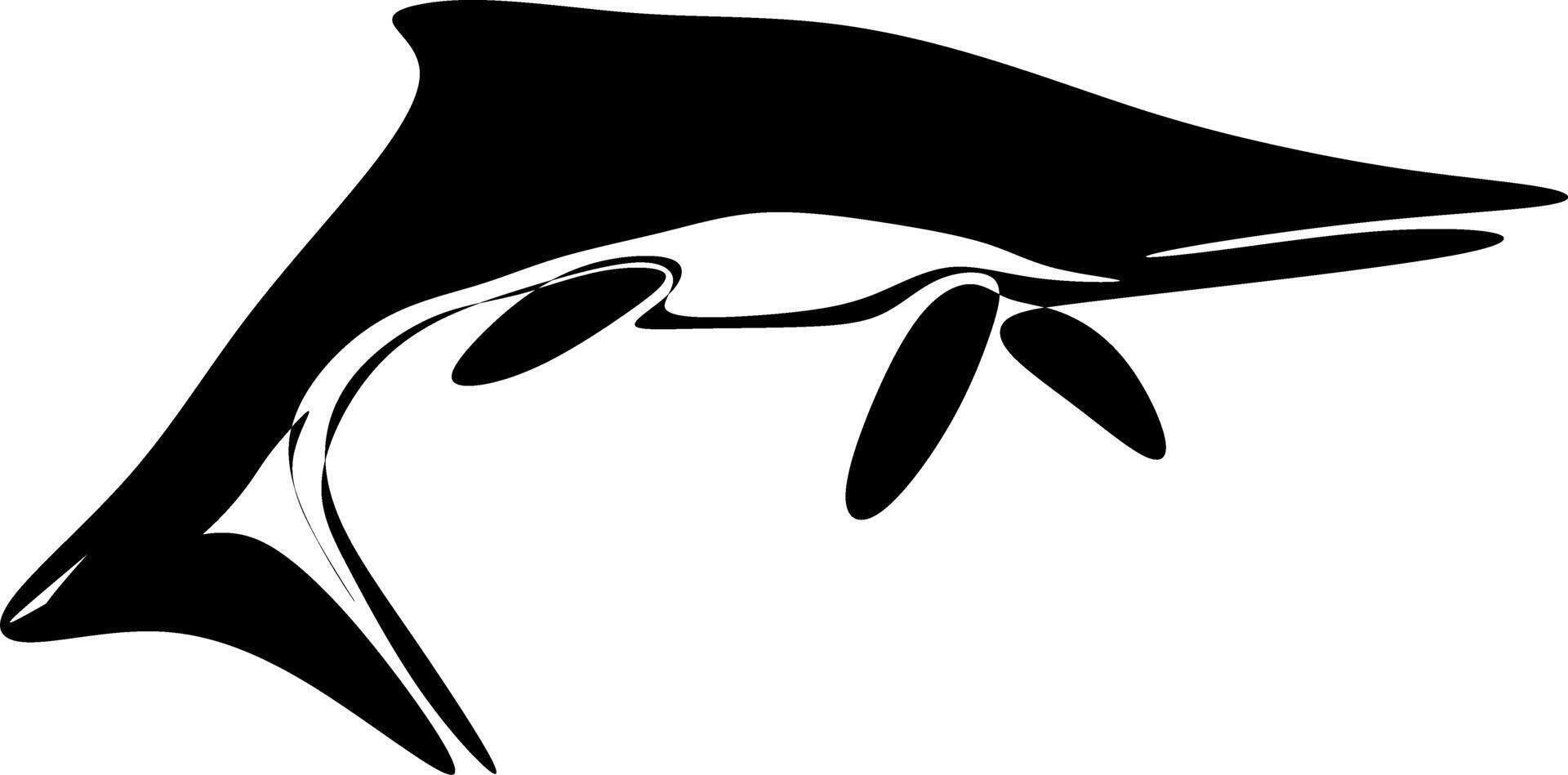 The illustrations and clipart. A black-and-white silhouette of an Ichthyosaur vector