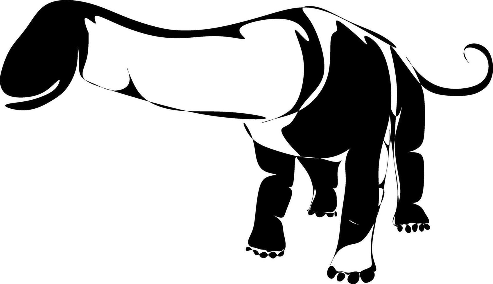 The illustrations and clipart. A black-and-white silhouette of a Nigersaurus vector