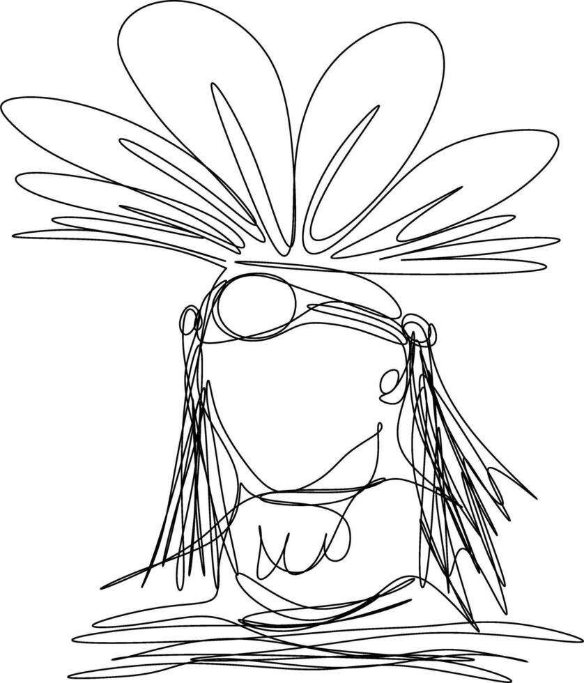 a Native American Face, American Indian Apache Head vector