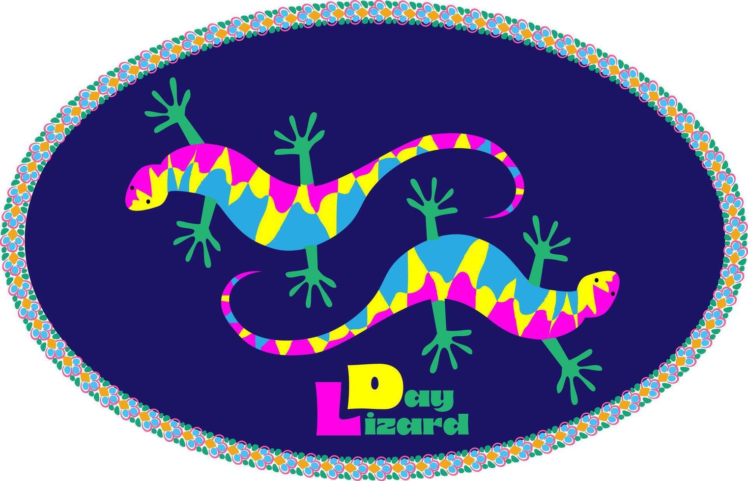 Lizards Day design for sticker, emblem, icon. vector