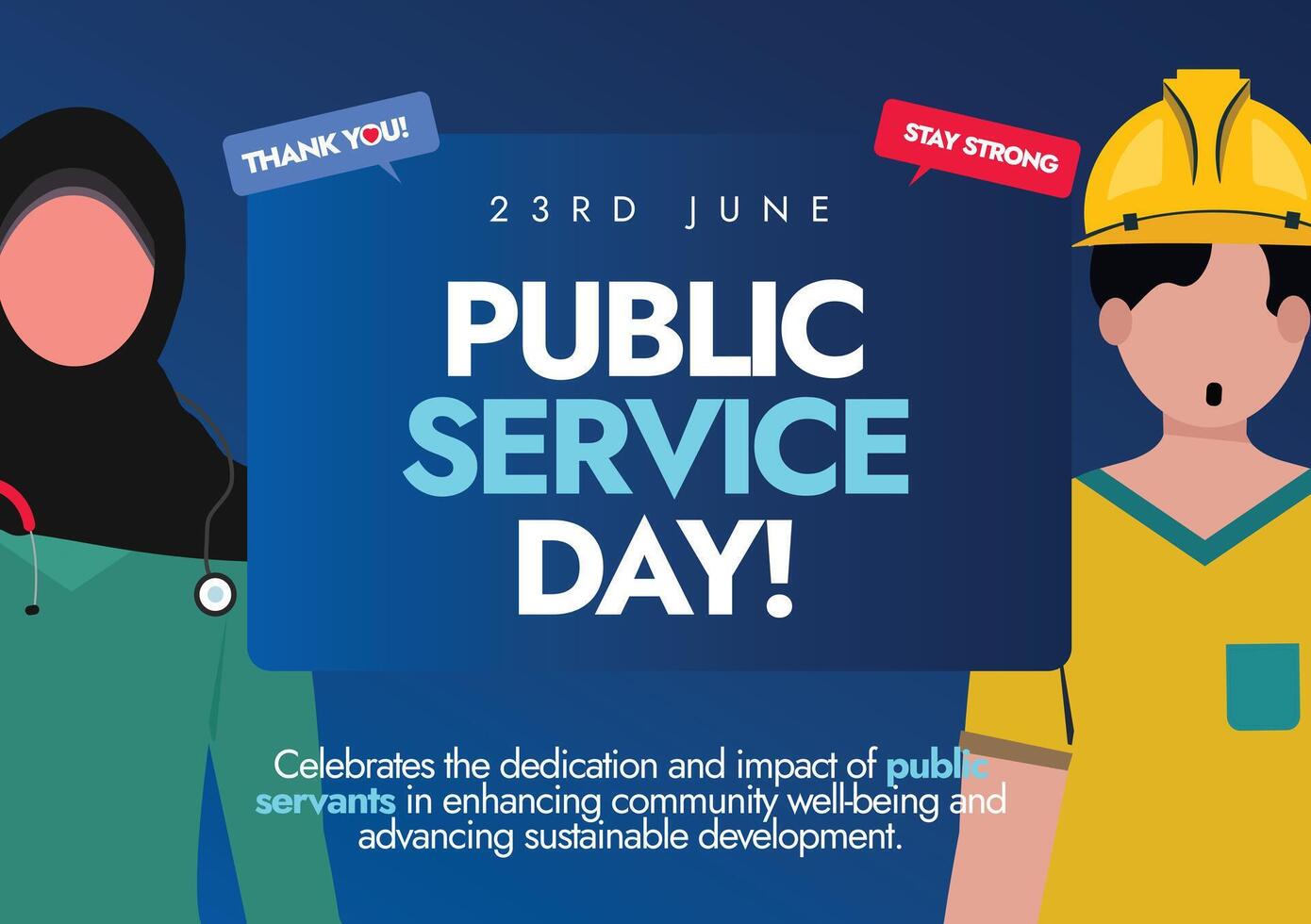 Public Service day 23rd June appreciation banner, social media post. UN