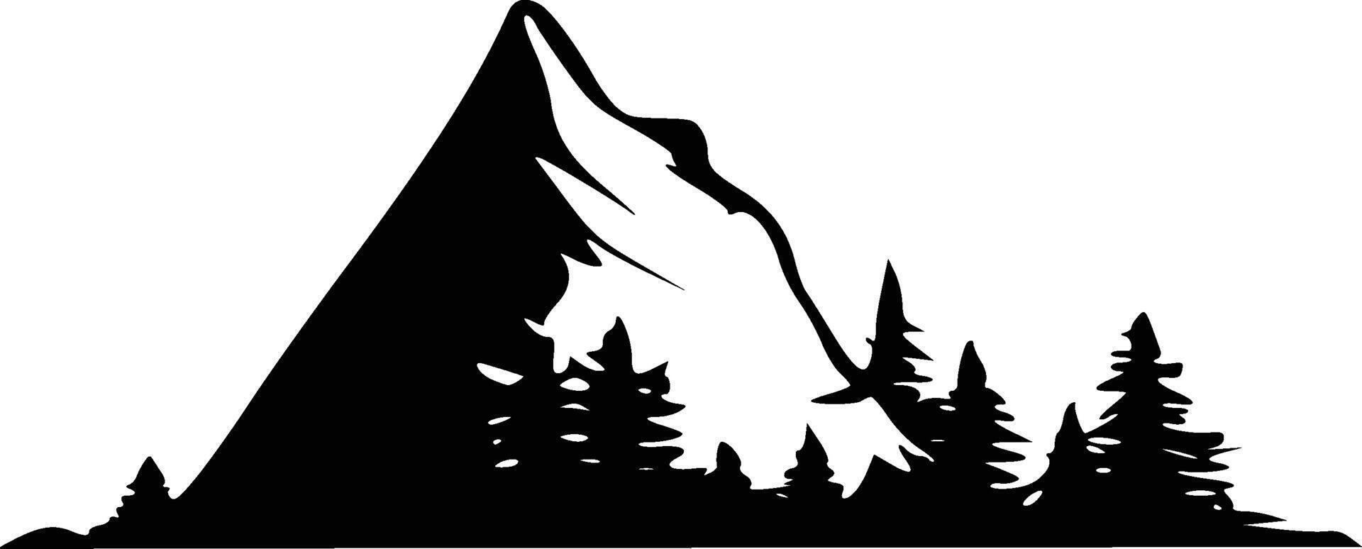 Silhouette of mountains. Black and white of the contour of the hills. vector