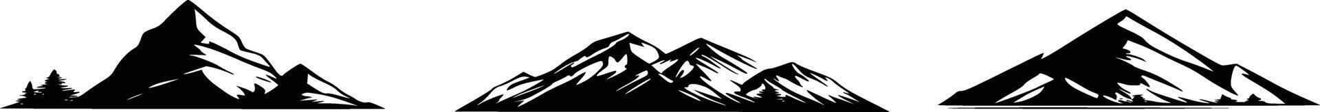 Silhouette of mountains. Black and white of the contour of the hills. vector