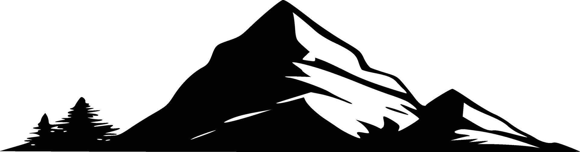 Silhouette of mountains. Black and white of the contour of the hills. vector